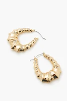 Rhinestone Bamboo Hoop Earrings