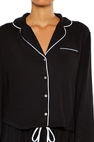 Piped-Trim Shirt & Shorts Pajama Set