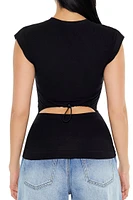 Ruched Cap-Sleeve Cutout Top