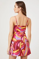 Abstract Print Bustier Mini Dress