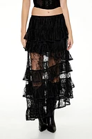 Sheer Flounce Maxi Skirt