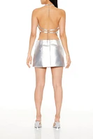 Faux Leather Metallic Mini Skirt