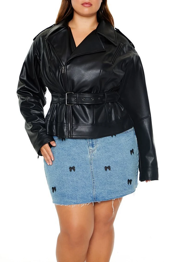 Plus Faux Leather Moto Jacket