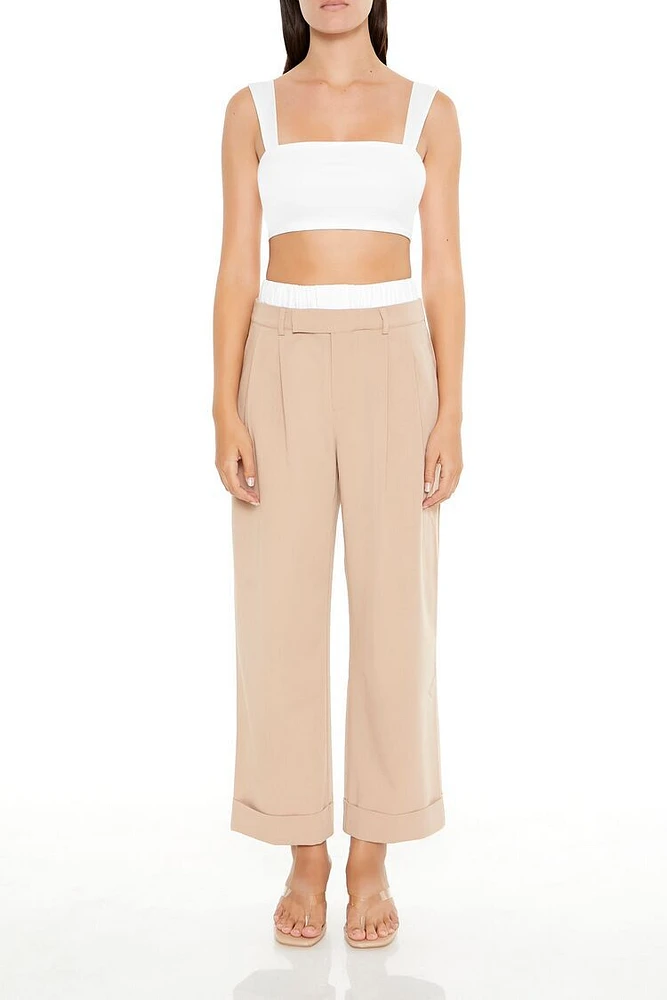 Cuffed Two-Tone Trouser Pants