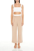 Cuffed Two-Tone Trouser Pants