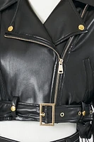 Cropped Faux Leather Moto Jacket