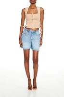 Lace-Up Corduroy Crop Top