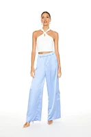 Satin Wide-Leg Cargo Pants