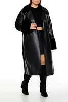 Plus Faux Fur-Trim Trench Coat