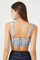 Denim Curved-Hem Crop Top