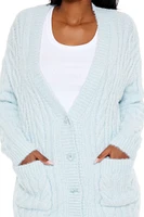 Fuzzy Cable Knit Cardigan Sweater