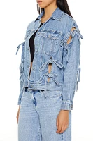 Cutout Bow Denim Trucker Jacket