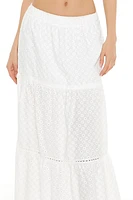 Eyelet Tiered Maxi Skirt