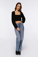 Rib-Knit Cropped Sweater