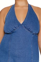 Plus Denim Halter Mini Dress