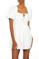 Puff-Sleeve Bubble-Hem Mini Dress