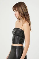 Cropped Faux Leather Tube Top