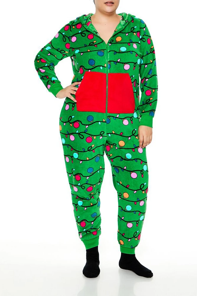 Plus Christmas Lights Jumpsuit