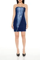 Zip-Up Denim Tube Mini Dress