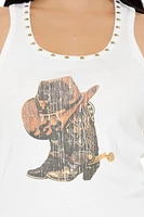 Studded Cowboy Boots Tank Top