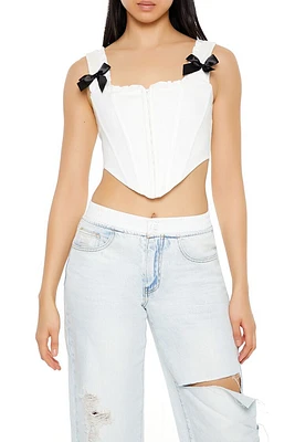 Bow Ruffle-Trim Corset Crop Top