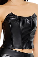 Faux Leather Corset Tube Top