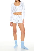 Floral Cropped Pajama Shirt