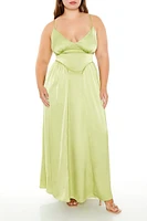 Plus Satin Y-Back Maxi Dress