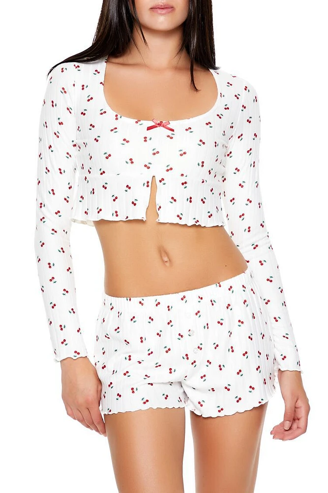 Cherry Print Pajama Crop Top