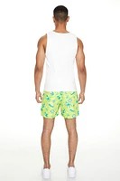 Sea Life Print Swim Trunks