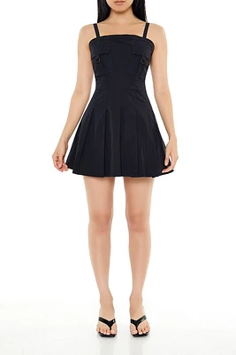 Pleated Poplin Mini Dress