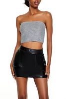 Metallic Sweater-Knit Tube Top