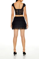 Tiered Ruffle Lace Mini Skirt