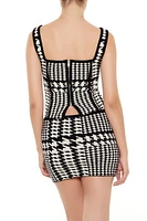 Houndstooth Sweater-Knit Tank Top