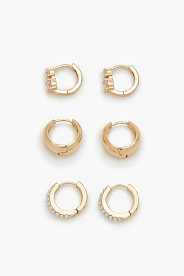 Faux Gem Huggie Hoop Earring Set