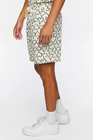 Heart Print Drawstring Shorts