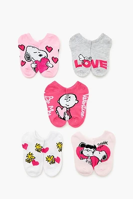 Girls Valentines Day Snoopy Ankle Socks Set - 5 pack (Kids)