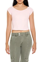 Thermal Cap-Sleeve Cropped Tee