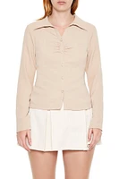 Faux Pearl Heart Button Shirt