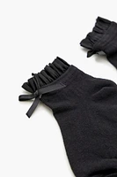 Ruffle-Trim Bow Quarter Socks