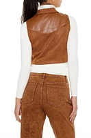 Faux Suede & Leather Lace-Up Vest