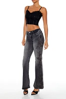 Embroidered Low-Rise Flare Jeans