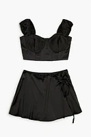 Rosette Bustier Crop Top & Skort Set