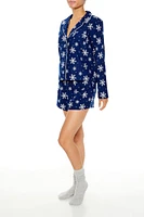 Snowflake Shirt & Shorts Pajama Set