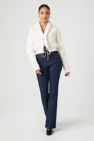 Ruched Tie-Front Puffer Jacket