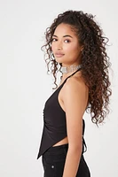 Split-Hem Halter Top