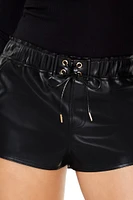 Faux Leather Drawstring Shorts