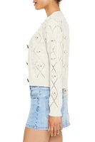 Rosette Pointelle Cardigan Sweater