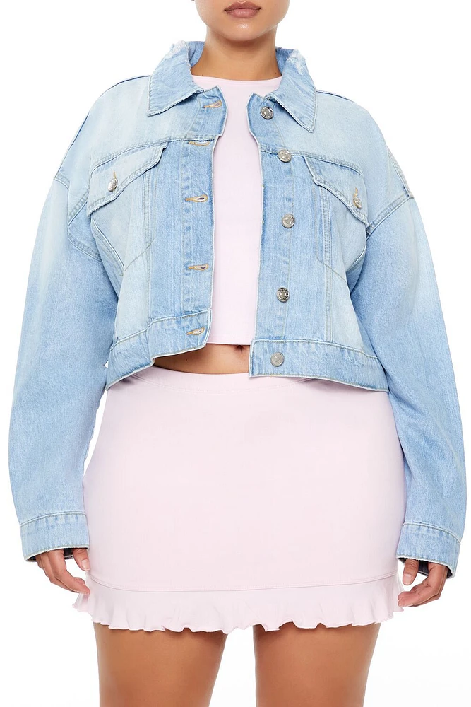 Plus Drop-Sleeve Denim Jacket