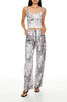 Abstract Print Straight Jeans